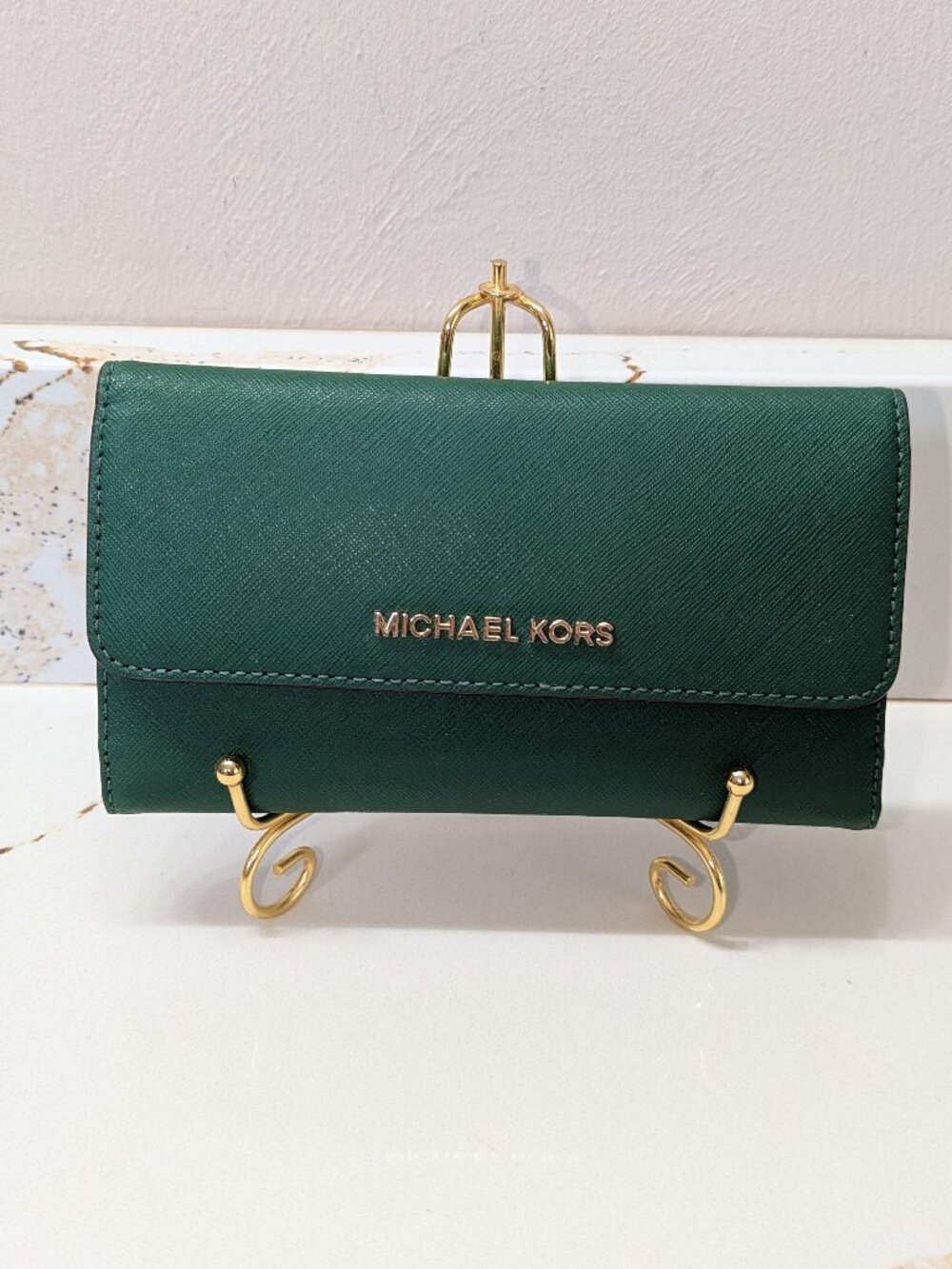 Michael Kors Forest Green long wallet, EUC